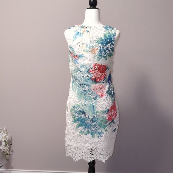💎CARRE NOIR 💎 White Lace Ocean print dress - 6 - Picture 5 of 10